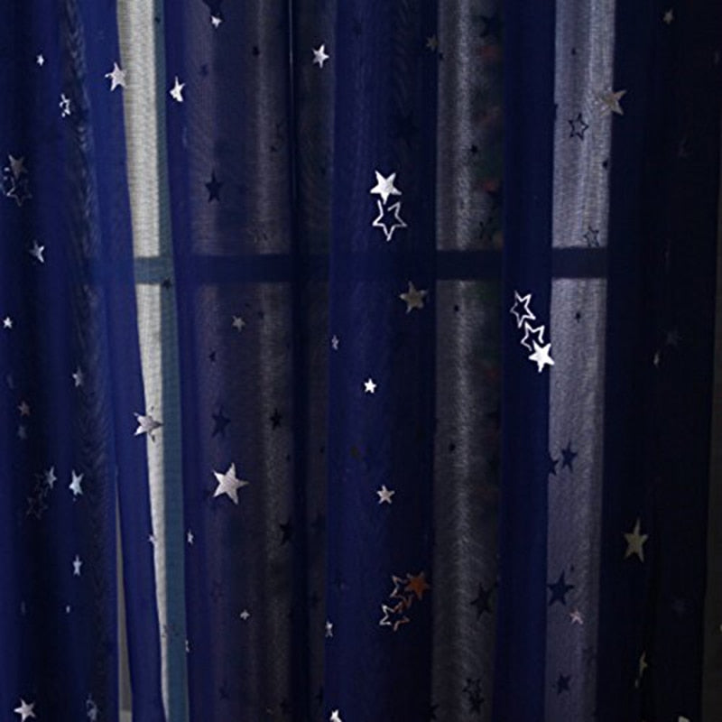 Shiny Stars Children Cloth Curtains For Living Room Kids Boy Girl Bedroom Blue/Pink Blackout Cortinas Custom Made Drapes WP123F - Amazhona 