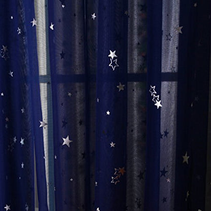 Shiny Stars Children Cloth Curtains For Living Room Kids Boy Girl Bedroom Blue/Pink Blackout Cortinas Custom Made Drapes WP123F - Amazhona 