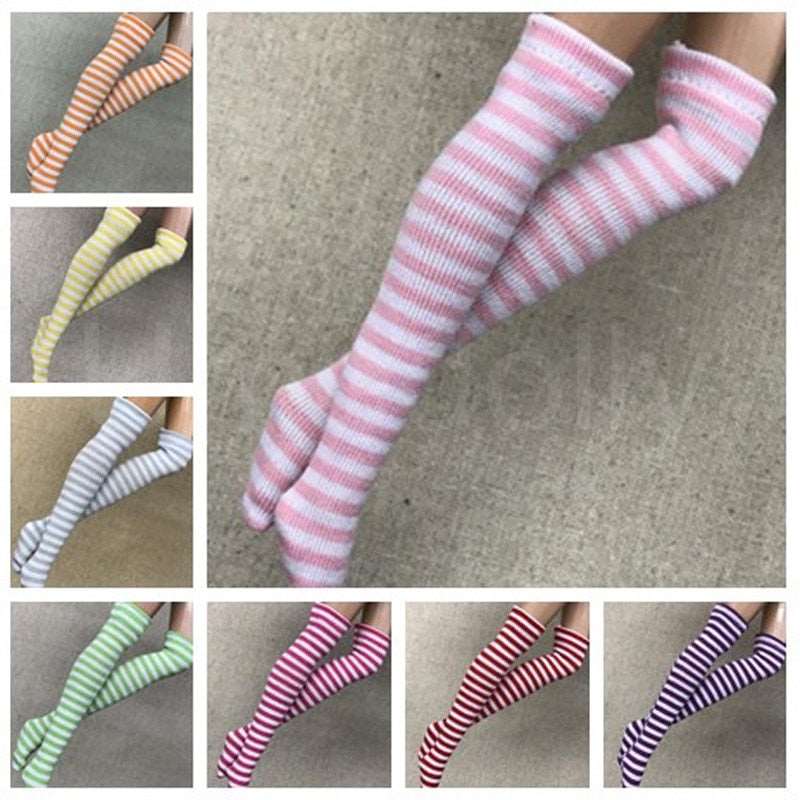 1 Pair Fashion Stripe Blyth Doll Stocking Suitable for Licca, Azone, Momoko, OB, Barbies 1/6 Doll Socks Clothes Accessories - Amazhona 