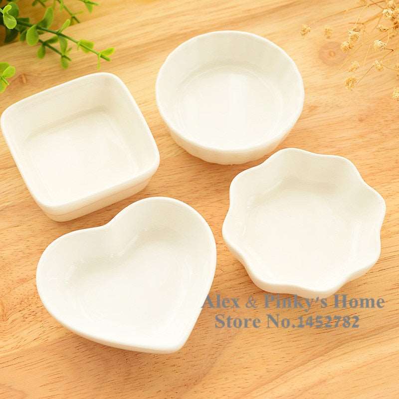 1pc Japanese White Ceramic Dishes Kitchen Seasoning Sauce Vinegar Multi-dish Hotpot Plates - Amazhona 