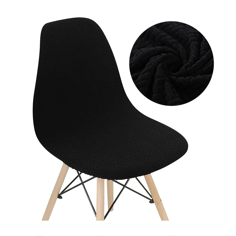 Velvet And Polar Fleece Fabric Shell Chair Cover Stretch Scandinavian Chair Covers Dining Seat Cover For Hotel Home Living Room - Amazhona 