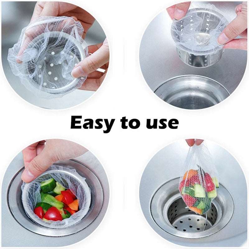 10/30/50/100pcs Kitchen Anti-Clogging Sink Filter Mesh Pots Sewer  Dishes Vegetables Washing Drain Residue Garbage Bag Strainers - Amazhona 