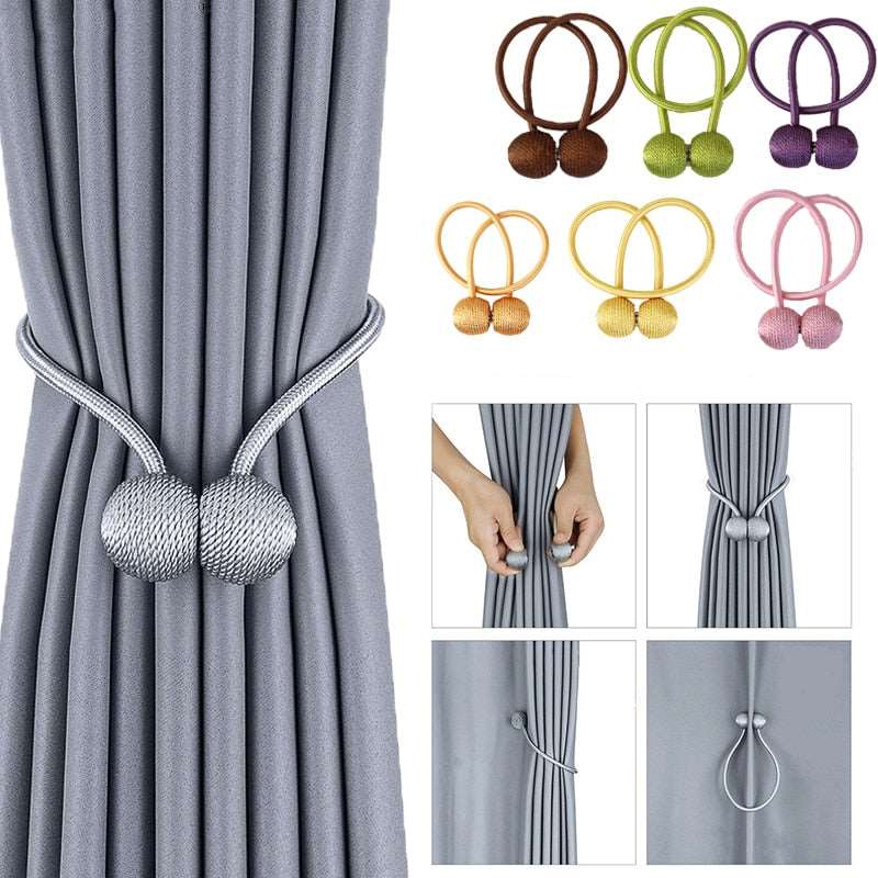 1Pc Magnetic Curtain Tiebacks Holder Accessories Cortinas Holdbacks Window Drape Buckle Clips Rope Curtains Accessory Clasp - Amazhona 