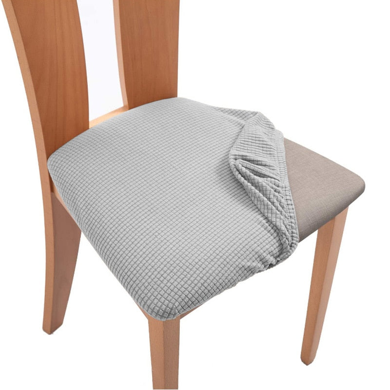 Spandex Jacquard Chair Cushion Cover Dining Room Upholstered Cushion Solid Chair Seat Cover Without Backrest Furniture Protector - Amazhona 