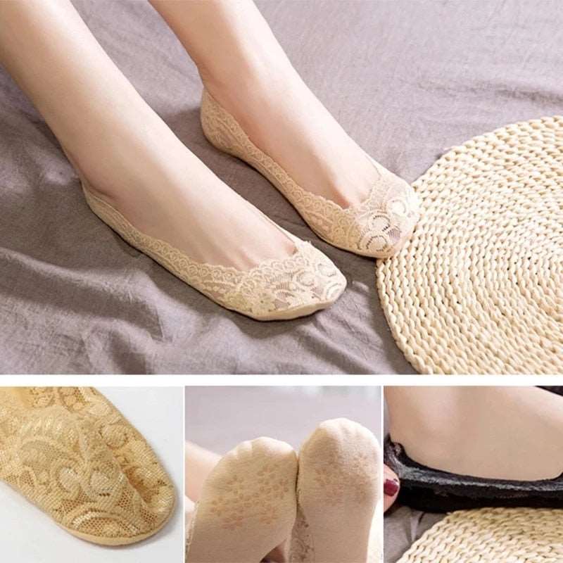 1@# 1Pairs Invisible Socks Non-Slip Summer Ultra-Thin Women's Socks Cotton Socks Classic Business Socks Female Shallow Mouth - Amazhona 