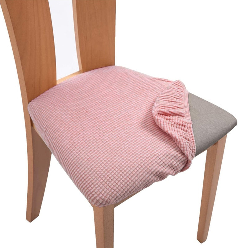 Spandex Jacquard Chair Cushion Cover Dining Room Upholstered Cushion Solid Chair Seat Cover Without Backrest Furniture Protector - Amazhona 