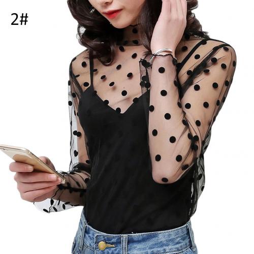 blusas de mujer Fashion Sexy Women T Shirt See Through Transparent  Mesh Solid Color Long Sleeve Blouse Tops New - Amazhona 