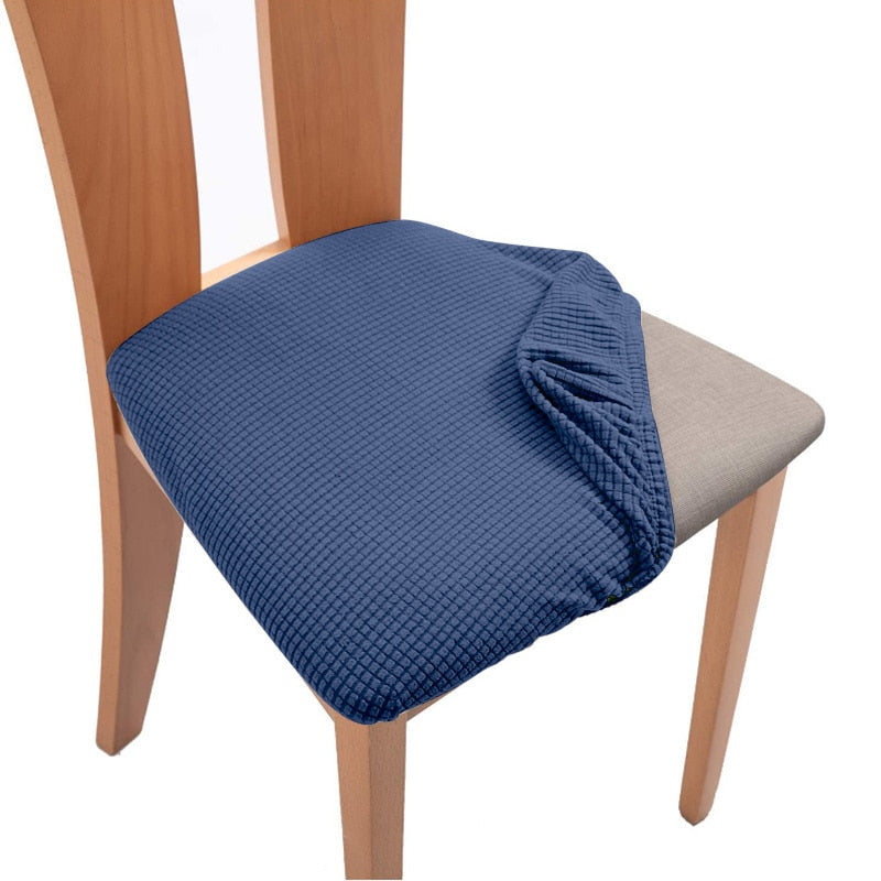 Spandex Jacquard Chair Cushion Cover Dining Room Upholstered Cushion Solid Chair Seat Cover Without Backrest Furniture Protector - Amazhona 