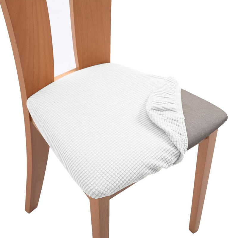 Spandex Jacquard Chair Cushion Cover Dining Room Upholstered Cushion Solid Chair Seat Cover Without Backrest Furniture Protector - Amazhona 