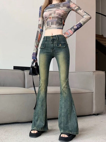 Women's Fashionable Retro Gradient Color Skinny Jeans