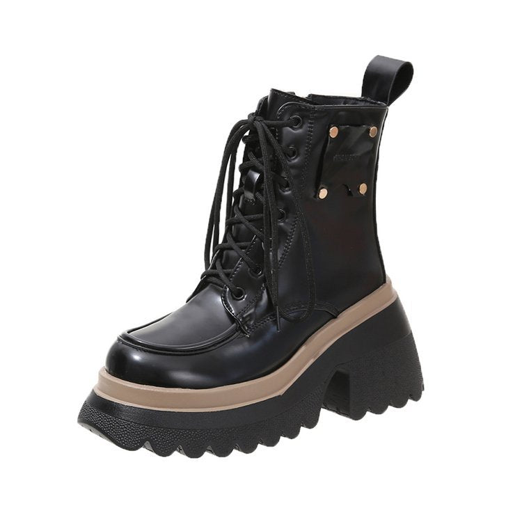 Women's Fashion Casual Soft Leather Platform Boots - Amazhona 