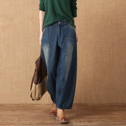 Lantern Jeans For Women Retro Wide Leg Casual