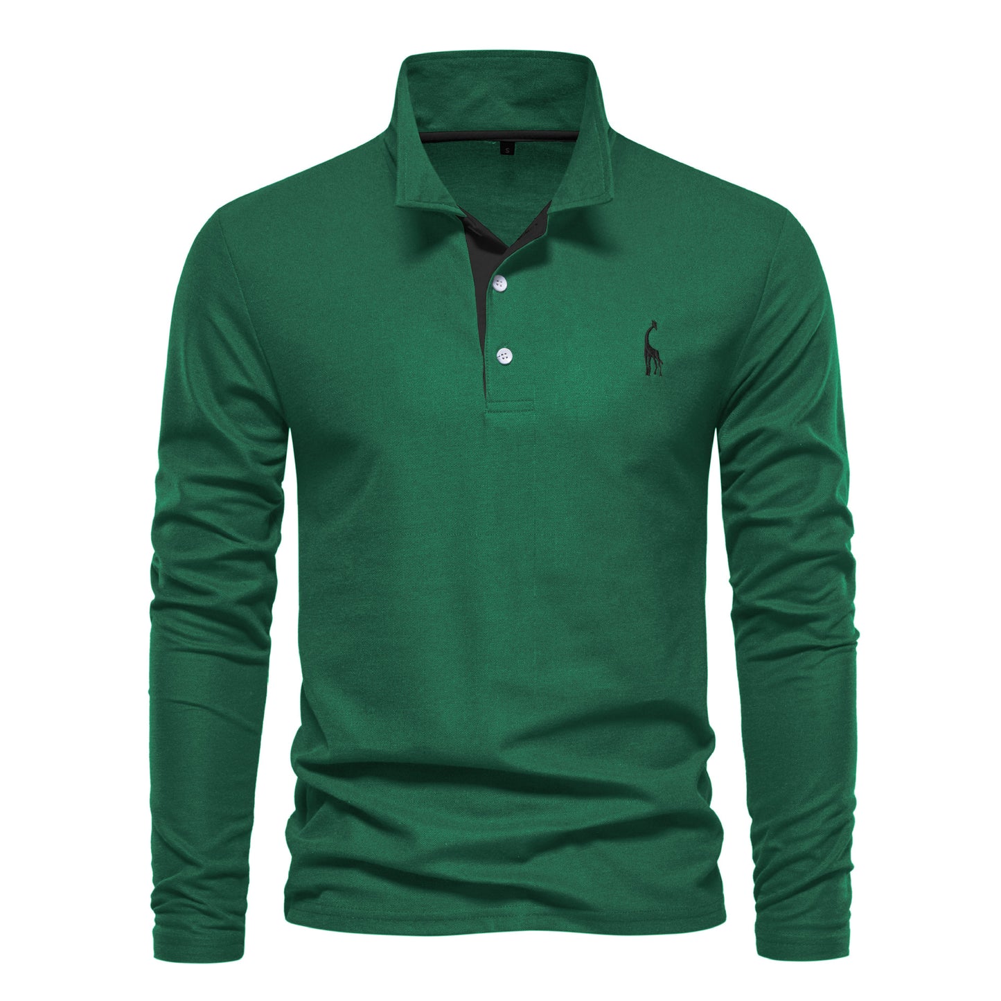 Men's Fashion Casual Polo Collar Deer Embroidered Long Sleeve - Amazhona 