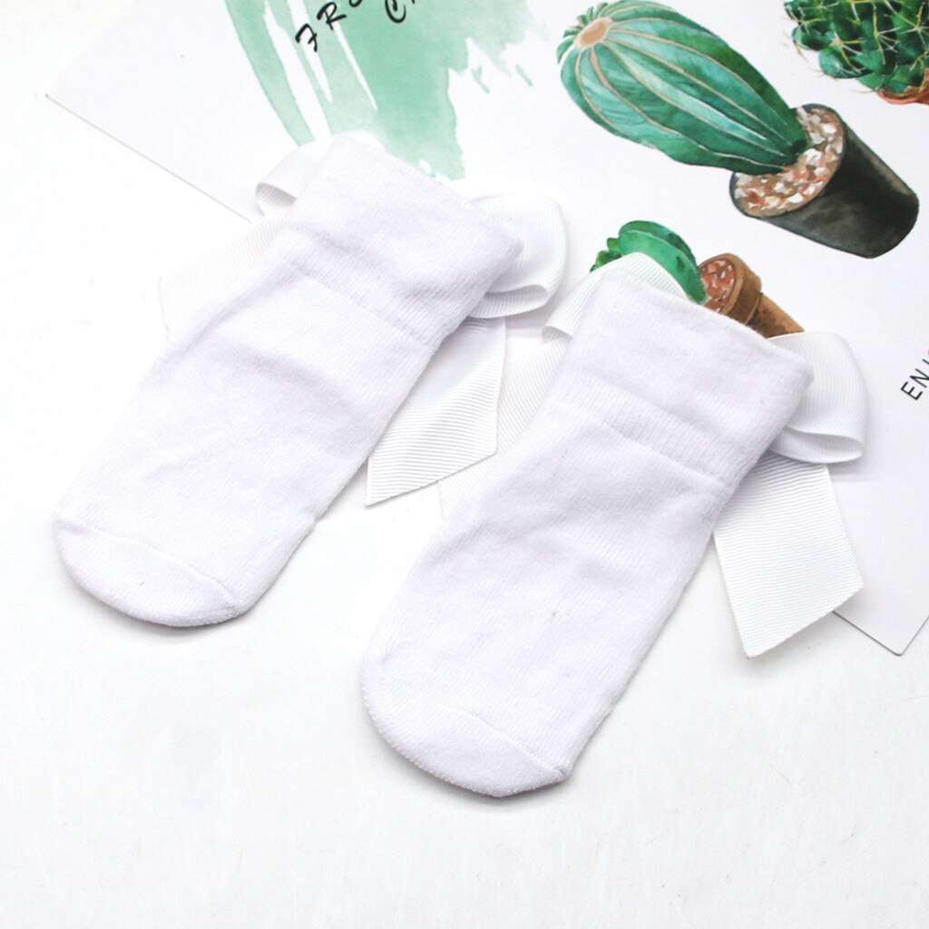 1 Pair Baby Girls Socks New Toddlers Girl Big Bow Anti-slip Socks Soft Kids Socks Bowknot 100% Cotton 0-2 Years Newborn Socks - Amazhona 