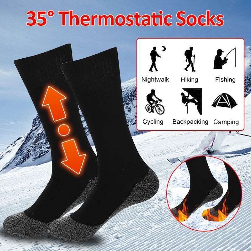 1Pair Winter Self-Heating Socks Thermal Heated Socks Soft Elastic Thicken Anti-Slip Socks For Women Men Outdoor Ski Tube Socks - Amazhona 