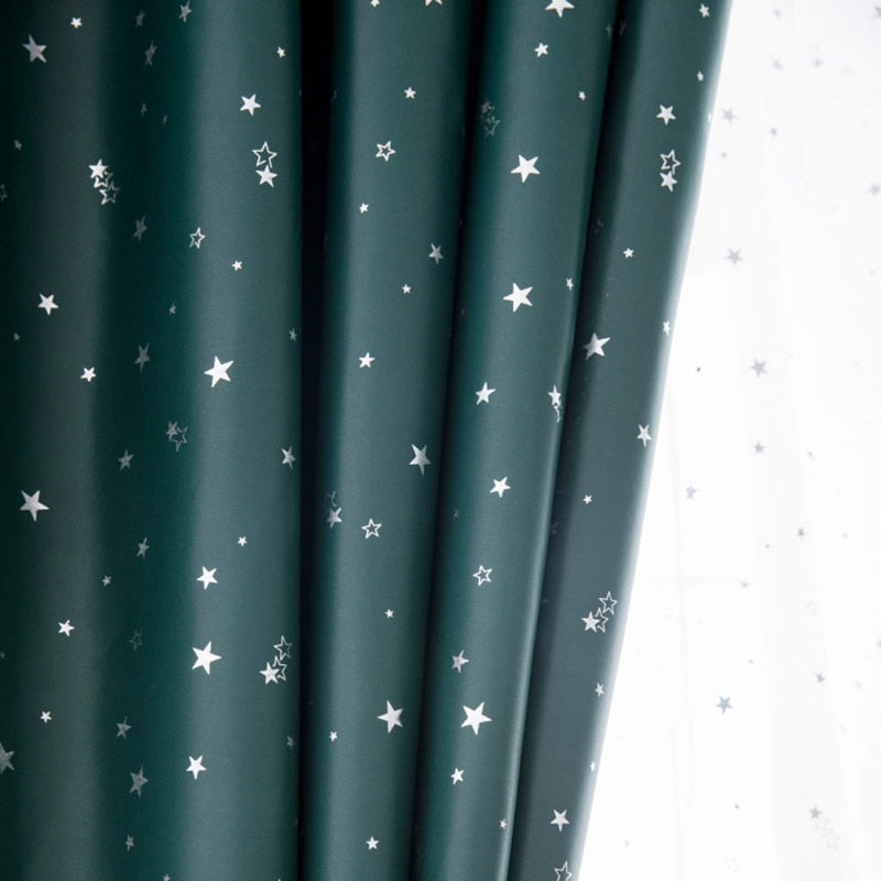 Shiny Stars Children Cloth Curtains For Kids Boy Girl Bedroom Living Room Blue/Pink Blackout Cortinas Custom Made Drape wp123#40 - Amazhona 