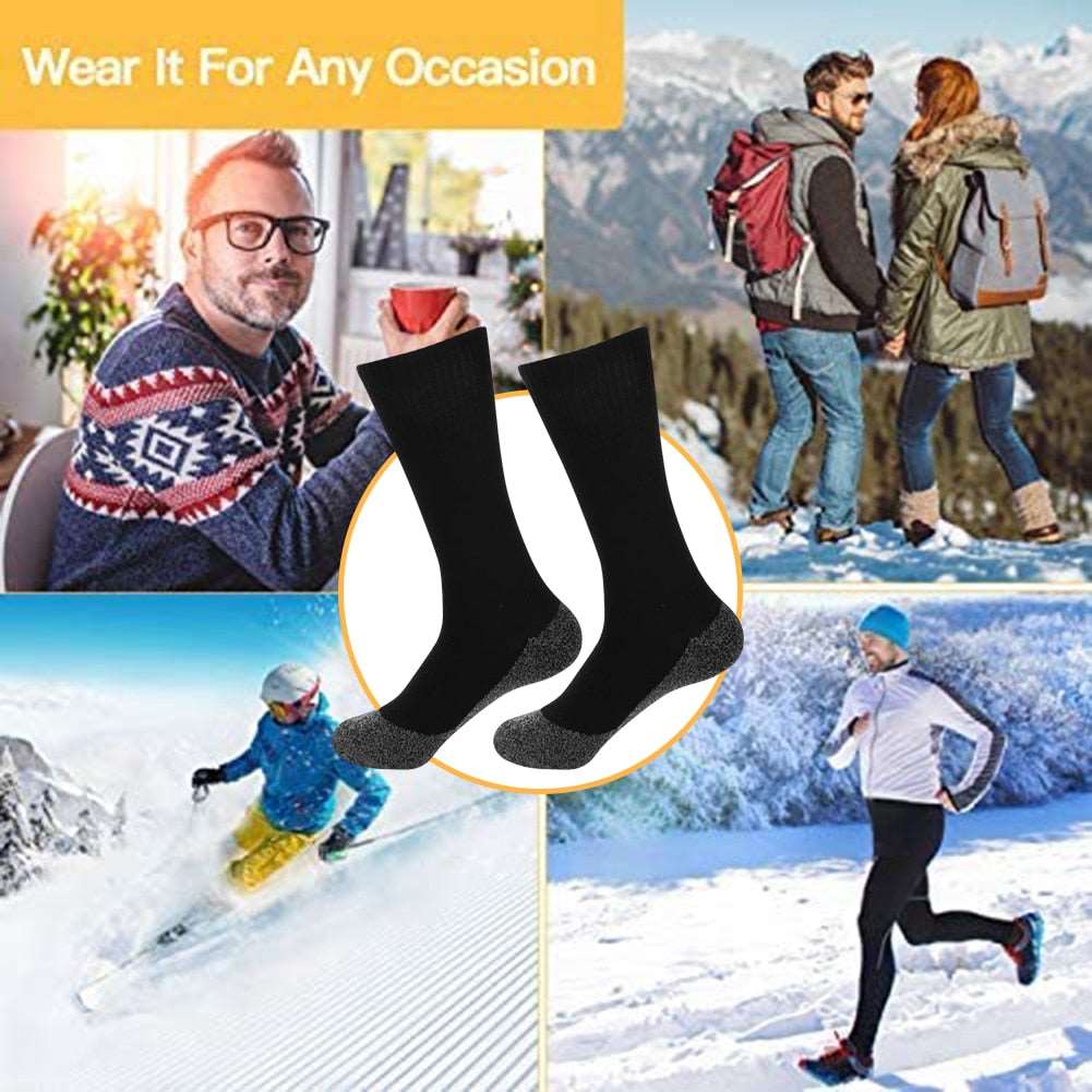 1Pair Winter Self-Heating Socks Thermal Heated Socks Soft Elastic Thicken Anti-Slip Socks For Women Men Outdoor Ski Tube Socks - Amazhona 