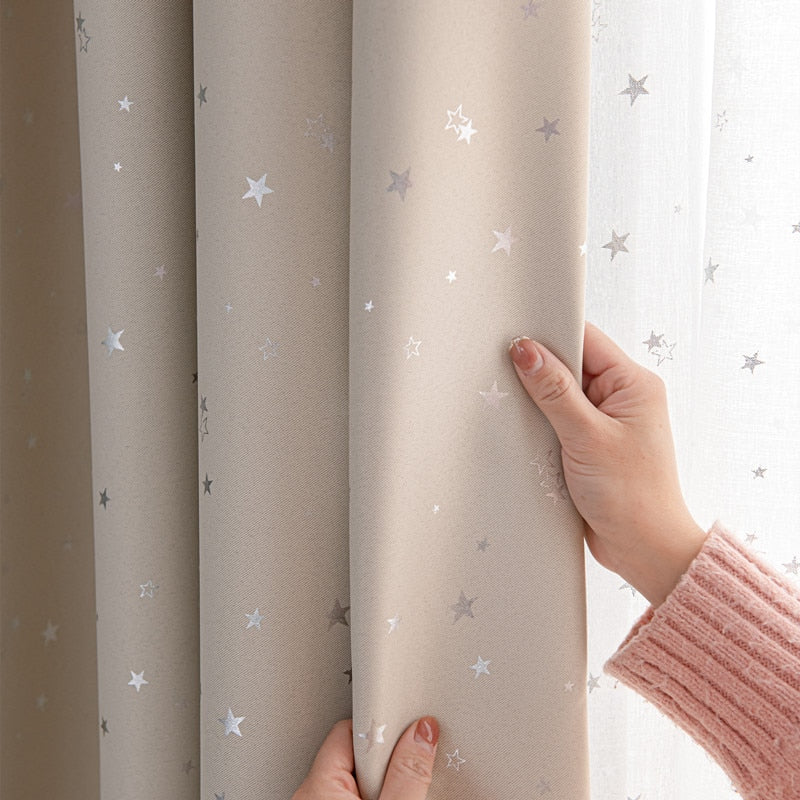 Shiny Stars Children Cloth Curtains For Kids Boy Girl Bedroom Living Room Blue/Pink Blackout Cortinas Custom Made Drape wp123#40 - Amazhona 