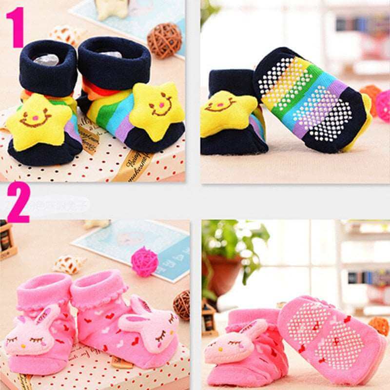 1 Pair 0-16 Month Socks with Printed for Newborns Baby Children's Clothes Stuff Boys Girls Slippers Infant Shoes Kids Socks - Amazhona 