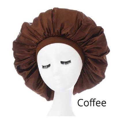 accesorios para el cabello Plussign 1Pcs Satin Sleep Bonnet For Braids Black Women Night Cap For Dreadlock Curly Hair Silk Satin Bonnet With Wide Edge - Amazhona 