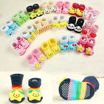 1 Pair 0-16 Month Socks with Printed for Newborns Baby Children's Clothes Stuff Boys Girls Slippers Infant Shoes Kids Socks - Amazhona 