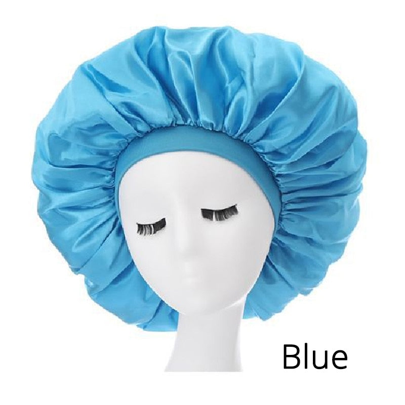 accesorios para el cabello Plussign 1Pcs Satin Sleep Bonnet For Braids Black Women Night Cap For Dreadlock Curly Hair Silk Satin Bonnet With Wide Edge - Amazhona 