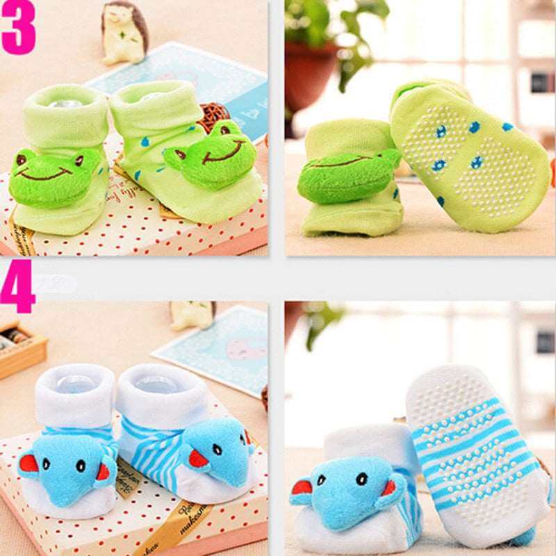 1 Pair 0-16 Month Socks with Printed for Newborns Baby Children's Clothes Stuff Boys Girls Slippers Infant Shoes Kids Socks - Amazhona 