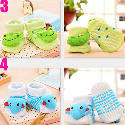 1 Pair 0-16 Month Socks with Printed for Newborns Baby Children's Clothes Stuff Boys Girls Slippers Infant Shoes Kids Socks - Amazhona 