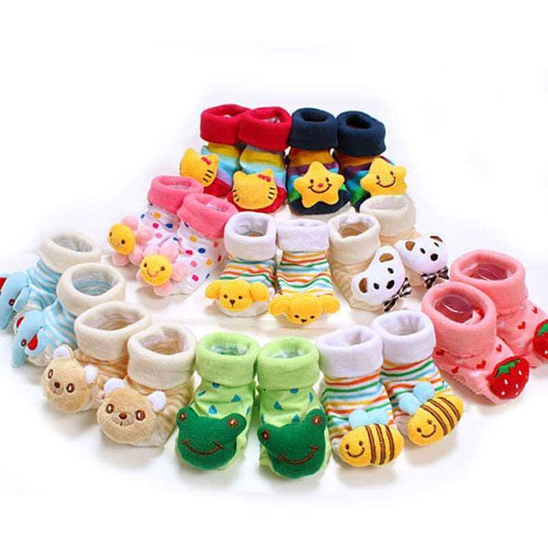 1 Pair 0-16 Month Socks with Printed for Newborns Baby Children's Clothes Stuff Boys Girls Slippers Infant Shoes Kids Socks - Amazhona 