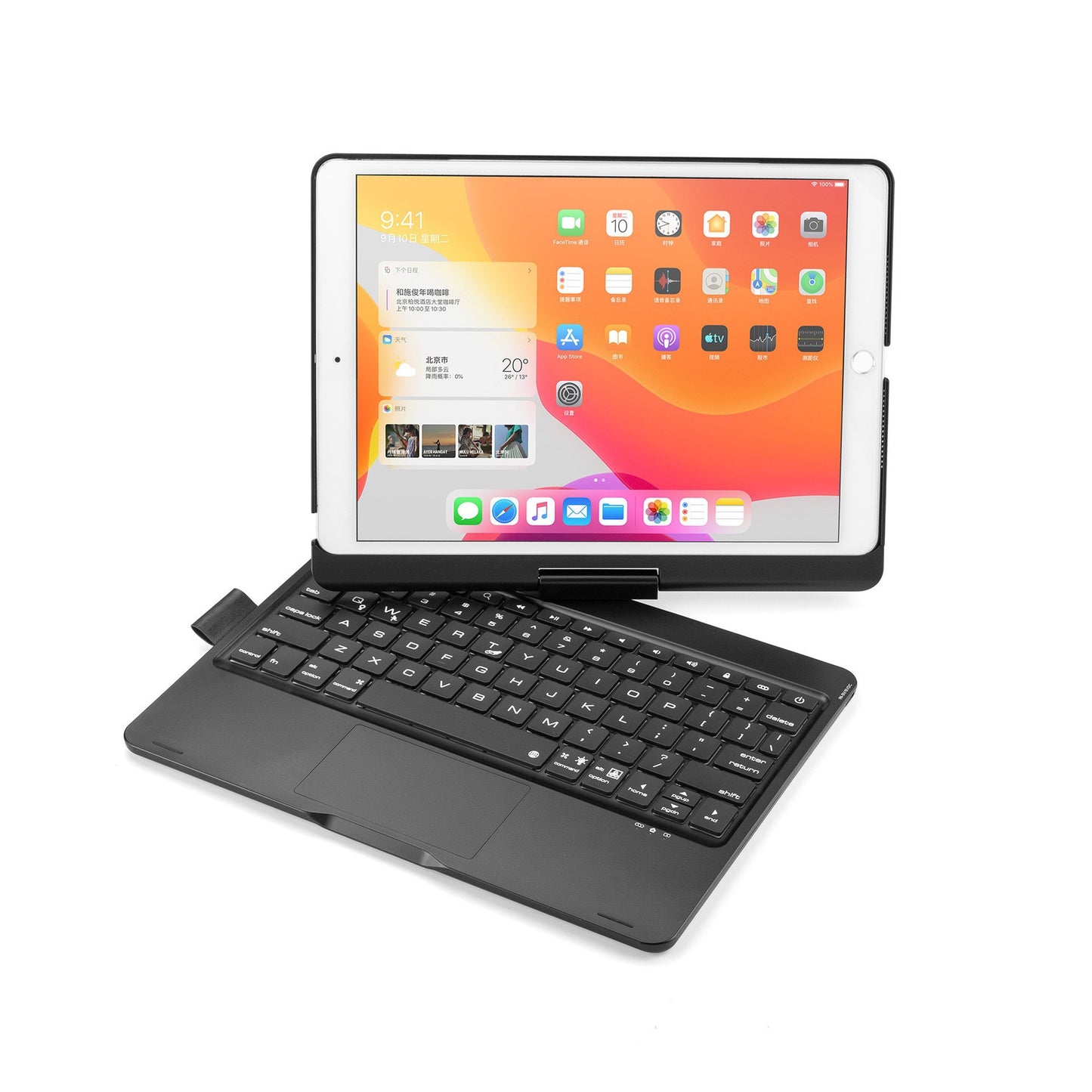 Compatible with Apple, Rotatable Bluetooth Ipad Touch Keyboard With Backlight - Amazhona 