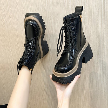 Women's Fashion Casual Soft Leather Platform Boots - Amazhona 