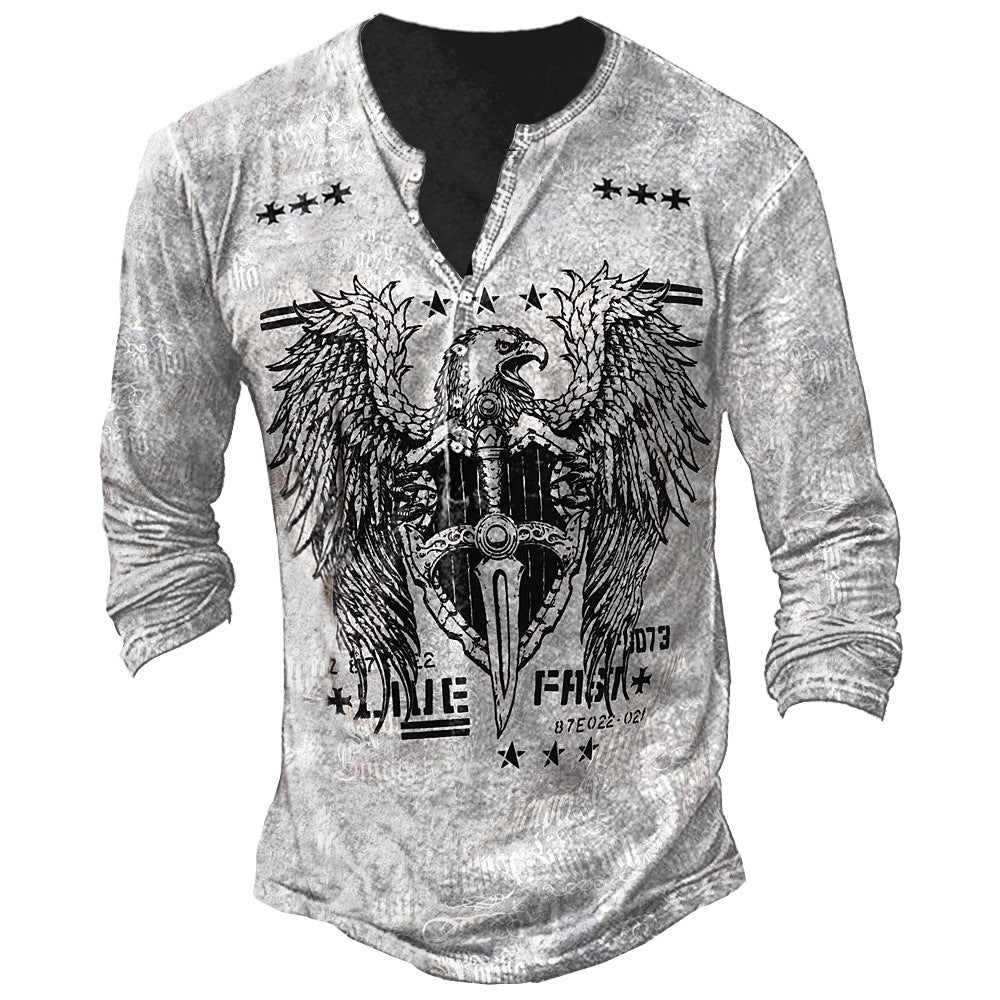 Printed Men's Street Long-sleeved Sports T-shirt - Amazhona 