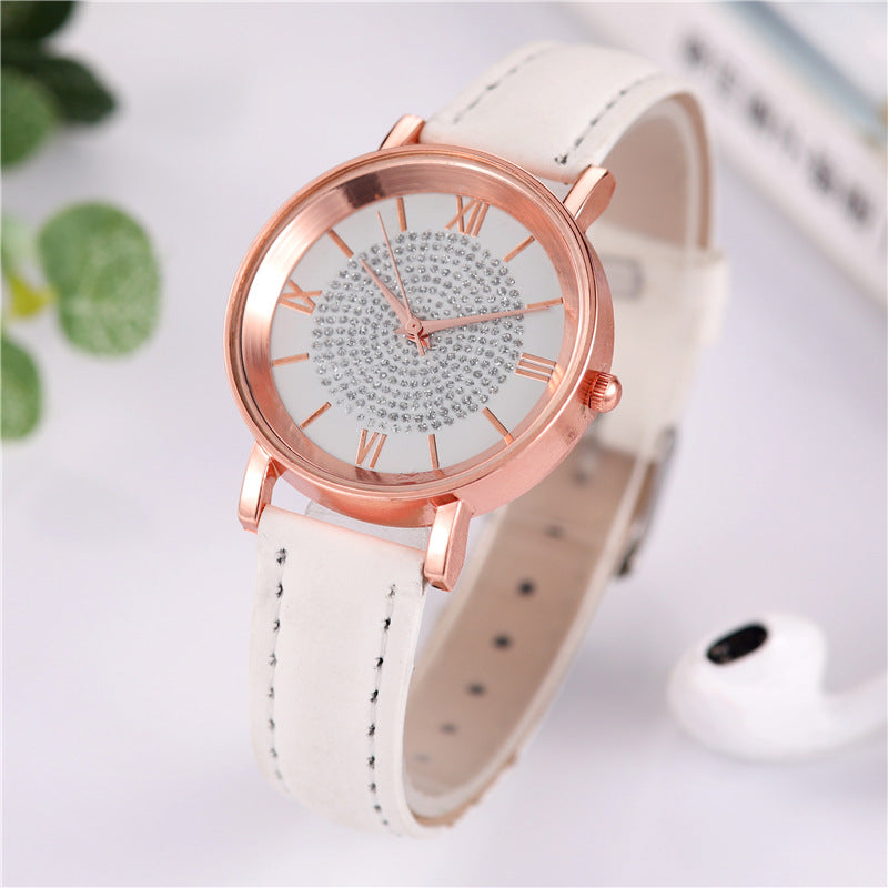 Ladies Fashion Sun Pattern Roman Scale Quartz Watch Watch - Amazhona 