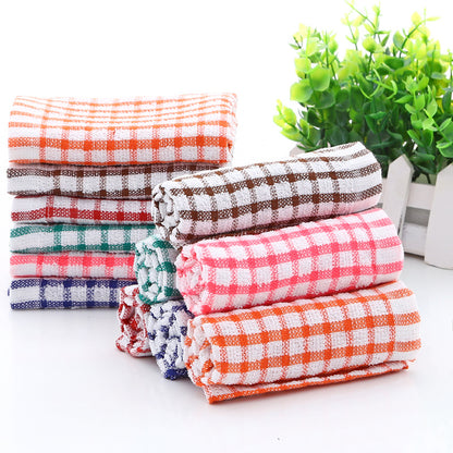 Kitchen Absorbent Cotton Jacquard Plaid Towel