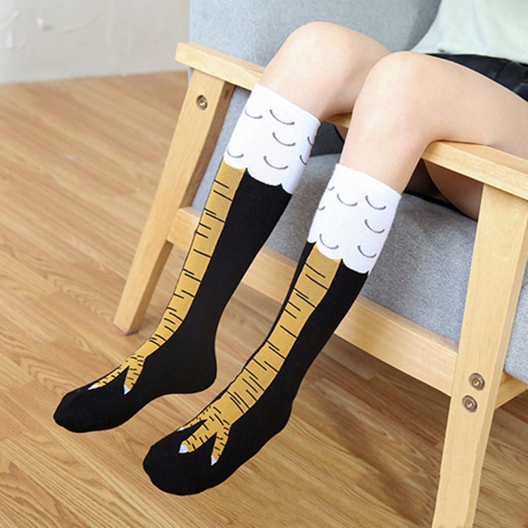 Funny Chicken Feet Socks Thin Over The Knee Long Socks - Amazhona 