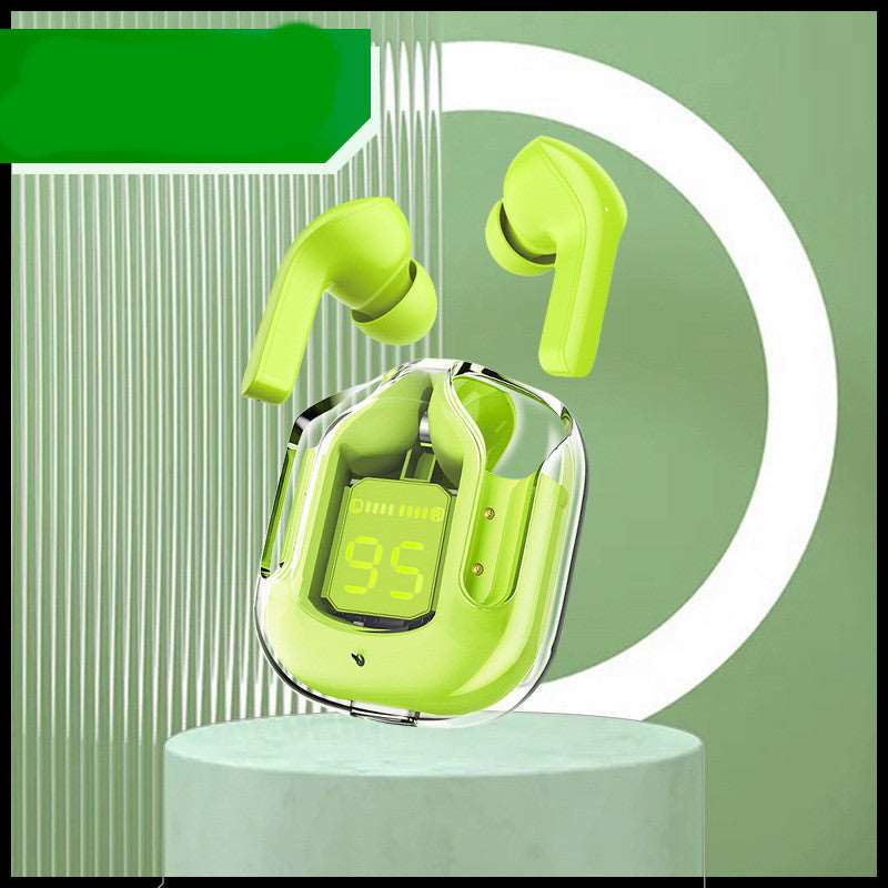 New Mini Transparent Wireless Bluetooth Headset Digital Display ENC Noise Reduction True Wireless Sports Music - Amazhona 