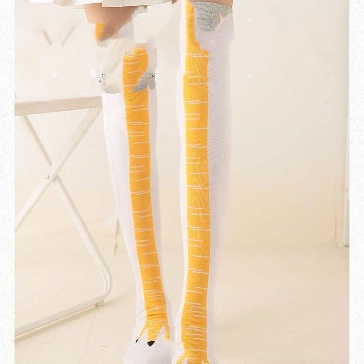 Funny Chicken Feet Socks Thin Over The Knee Long Socks - Amazhona 