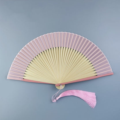 Bamboo Fan With Silk Baking Varnish - Amazhona 