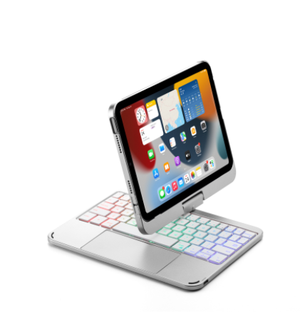 Compatible with Apple, Rotatable Bluetooth Ipad Touch Keyboard With Backlight - Amazhona 