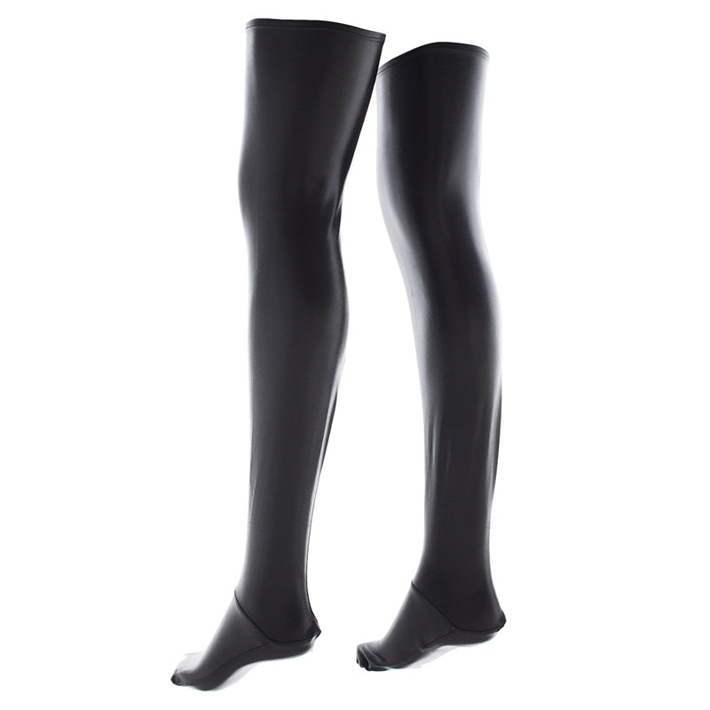 Patent Leather Socks Thigh Socks Faux Leather Pants - Amazhona 