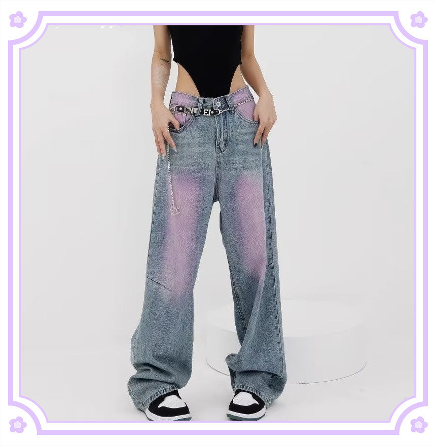 American-style Distressed Heavy Industry Straight Casual Jeans