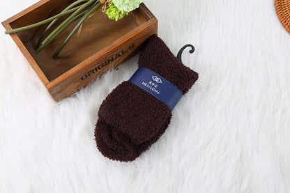 Solid Color Half Fleece Socks Carpet Floor Socks - Amazhona 