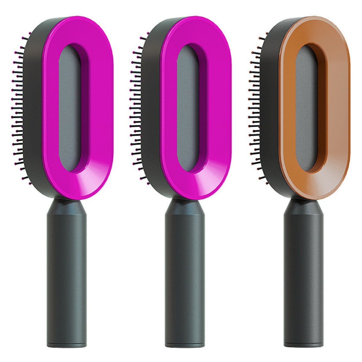 Self Cleaning Hair Brush For Women One-key Cleaning Hair Loss Airbag Massage Scalp Comb Anti-Static Hairbrush - Amazhona 