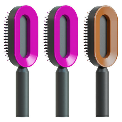 Self Cleaning Hair Brush For Women One-key Cleaning Hair Loss Airbag Massage Scalp Comb Anti-Static Hairbrush - Amazhona 