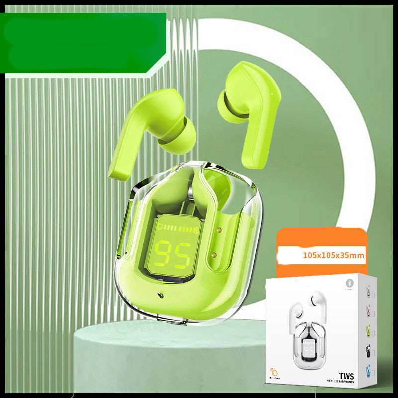 New Mini Transparent Wireless Bluetooth Headset Digital Display ENC Noise Reduction True Wireless Sports Music - Amazhona 