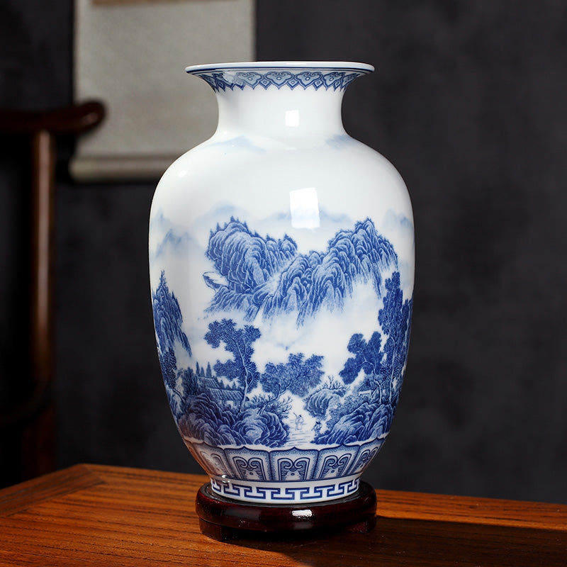 Blue And White Porcelain New Chinese Style Vase Ornament - Amazhona 