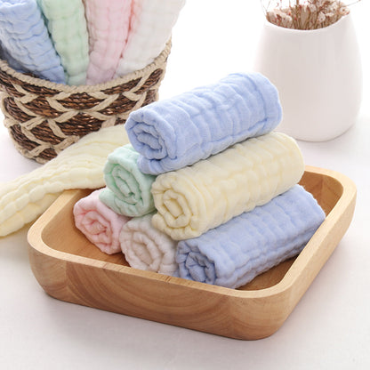 Absorbent Soft Six-layer Combed Cotton Solid Color Square Towel