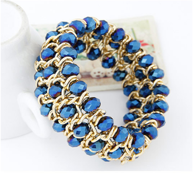 European And American Fashion All-match Woven Gorgeous Crystal Mix And Match Temperament Elastic Bracelet - Amazhona 