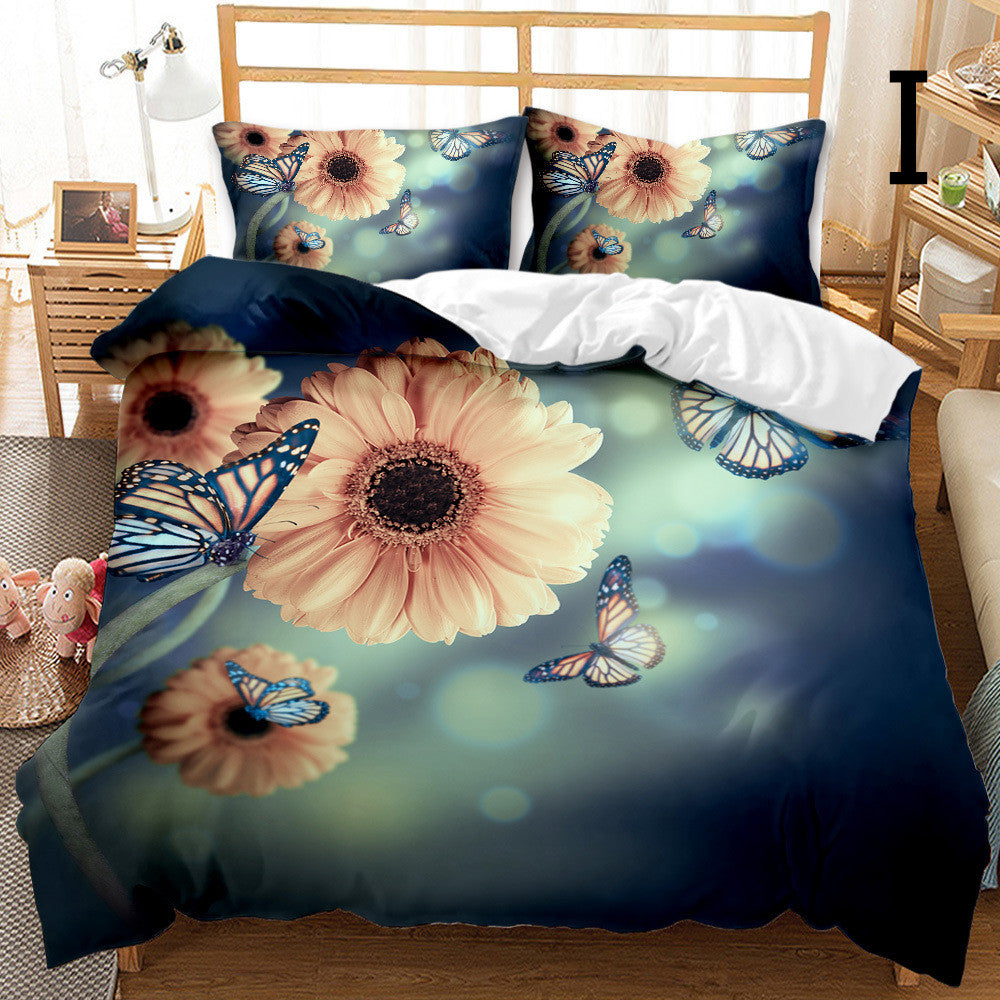 Butterfly Series Three-piece Bedding Quilt Cover Set - Amazhona 