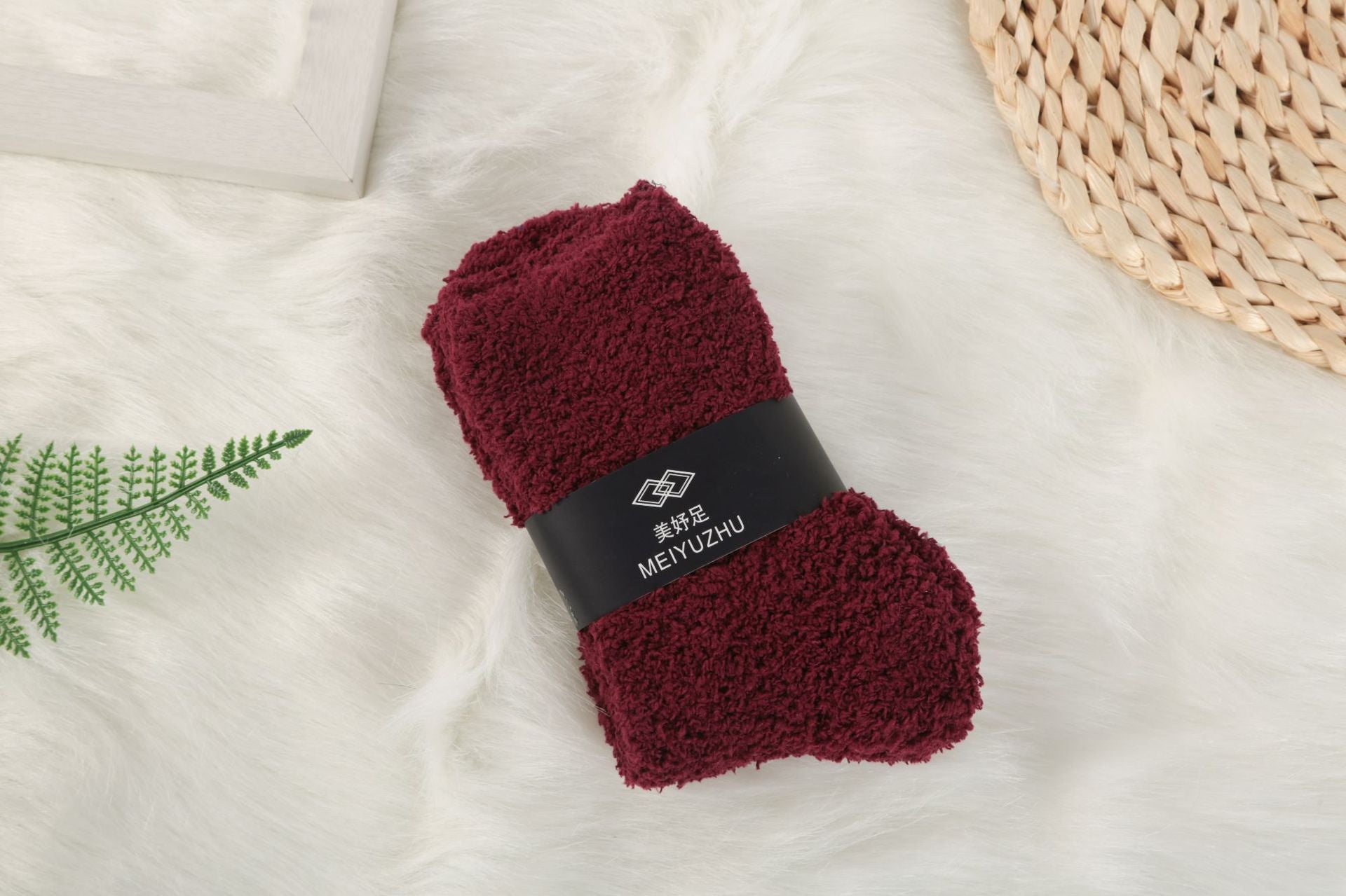 Solid Color Half Fleece Socks Carpet Floor Socks - Amazhona 